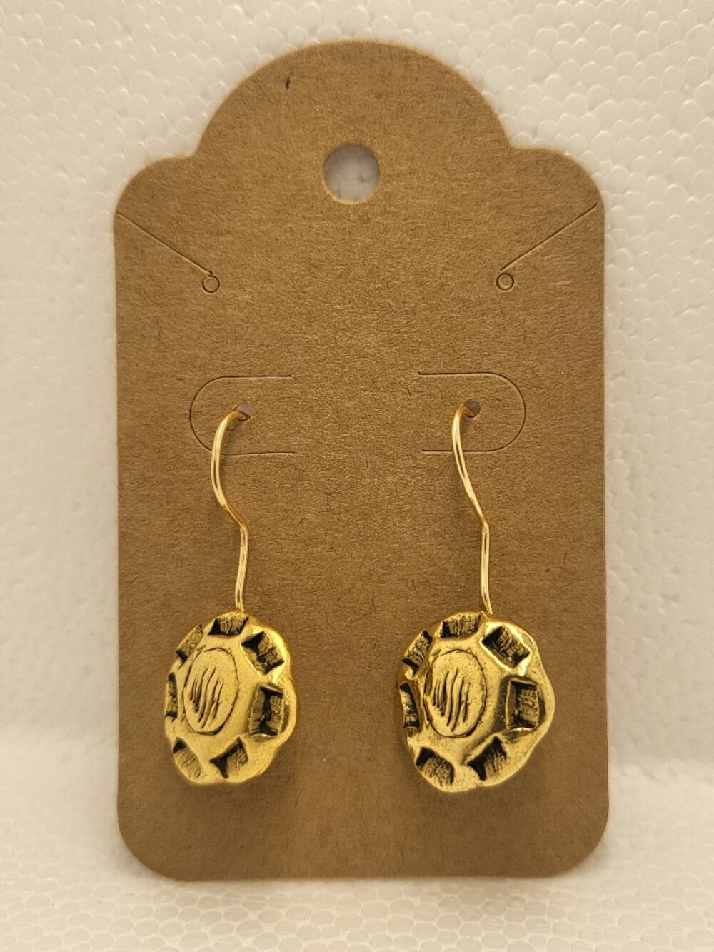 Earrings with vintage Todd Oldham Buttons 90s 24K Gold